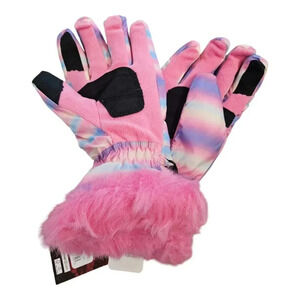 SwissTech Pink Cotton Candy Thermal Gloves with Faux Fur Cuff